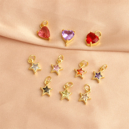 18K Gold Filled Pendants Star Heart Rhinestone Charms Jewelry Making Findings Supplies Pendants Doki Decor   