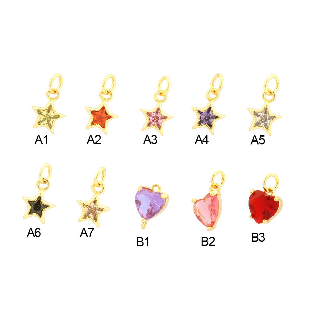 18K Gold Filled Pendants Star Heart Rhinestone Charms Jewelry Making Findings Supplies Pendants Doki Decor   