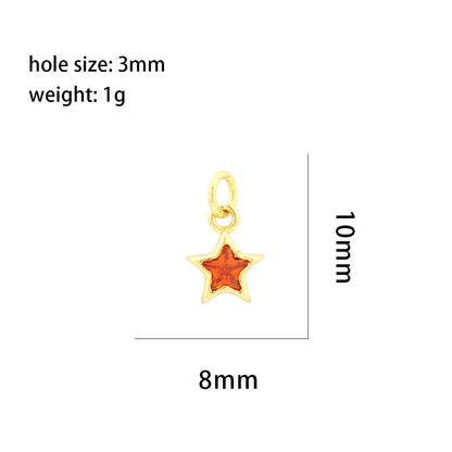 18K Gold Filled Pendants Star Heart Rhinestone Charms Jewelry Making Findings Supplies Pendants Doki Decor   