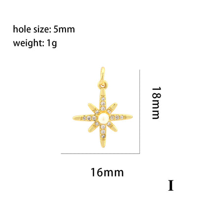 18K Gold Filled Pendants Star Rhinestone Pearl Charms Jewelry Making Findings Supplies Pendants Doki Decor I  