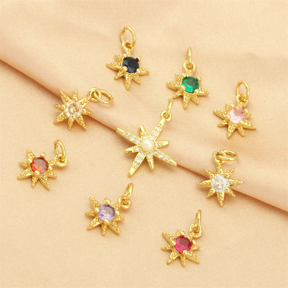 18K Gold Filled Pendants Star Rhinestone Pearl Charms Jewelry Making Findings Supplies Pendants Doki Decor   