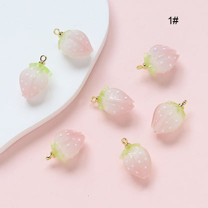 5PCS 18K Gold Filled Pendants Strawberry Resin Pink Red Cute Charms Jewelry Making Findings Supplies Pendants Doki Decor 1  