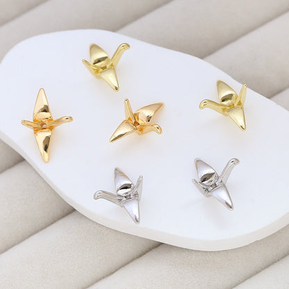 5PCS 18K Gold Filled Pendants Beads Thousands Of Paper Crane White Gold Charms Jewelry Making Findings Supplies Pendants Doki Decor   