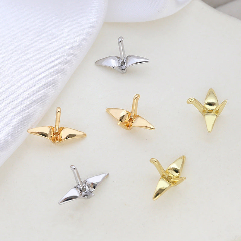 5PCS 18K Gold Filled Pendants Beads Thousands Of Paper Crane White Gold Charms Jewelry Making Findings Supplies Pendants Doki Decor   