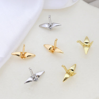 5PCS 18K Gold Filled Pendants Beads Thousands Of Paper Crane White Gold Charms Jewelry Making Findings Supplies Pendants Doki Decor   