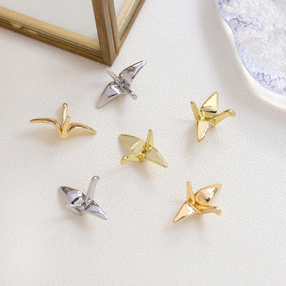 5PCS 18K Gold Filled Pendants Beads Thousands Of Paper Crane White Gold Charms Jewelry Making Findings Supplies Pendants Doki Decor   