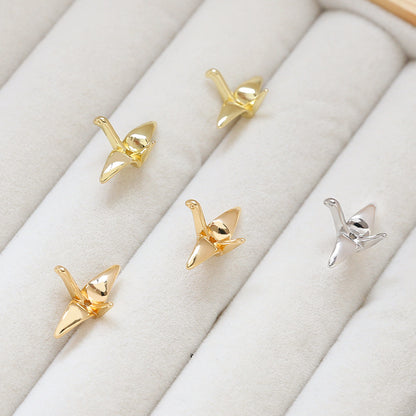 5PCS 18K Gold Filled Pendants Beads Thousands Of Paper Crane White Gold Charms Jewelry Making Findings Supplies Pendants Doki Decor   