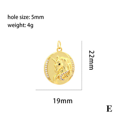 18K Gold Filled Pendants Unicorn Devil Evil Eyes Sun Rhinestone Charms Jewelry Making Findings Supplies Pendants Doki Decor E  