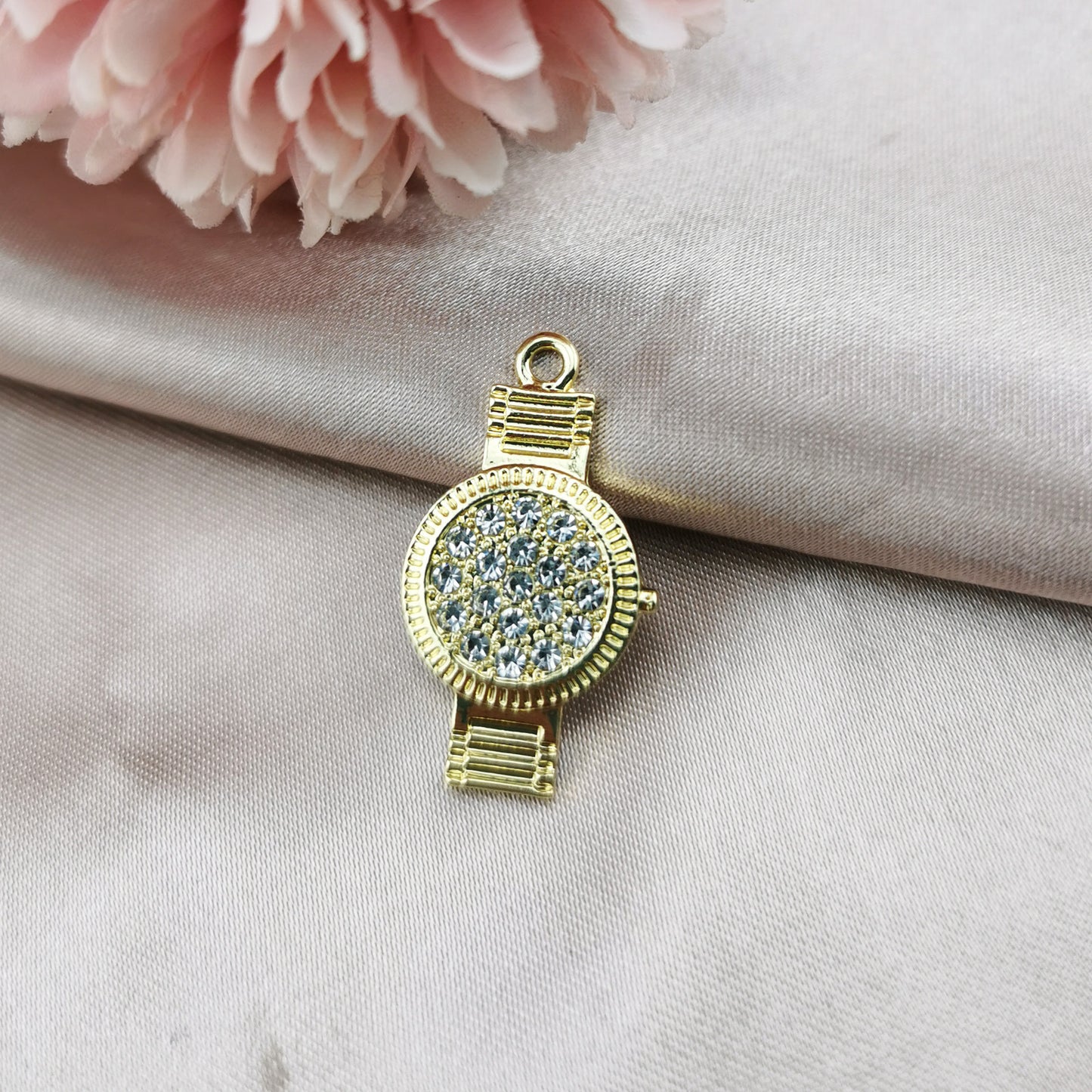 10PCS 18K Gold Filled Pendants Watch Rhinestone Jewelry Making Findings Supplies DIY Pendants Doki Decor 18K Gold  