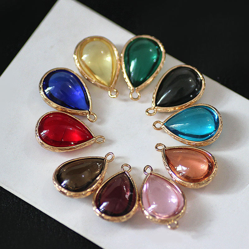 10PCS 18K Gold Filled Pendants Waterdrop Tear Drop Droplet Rhinestone Charms Jewelry Making Findings Supplies Pendants Doki Decor   