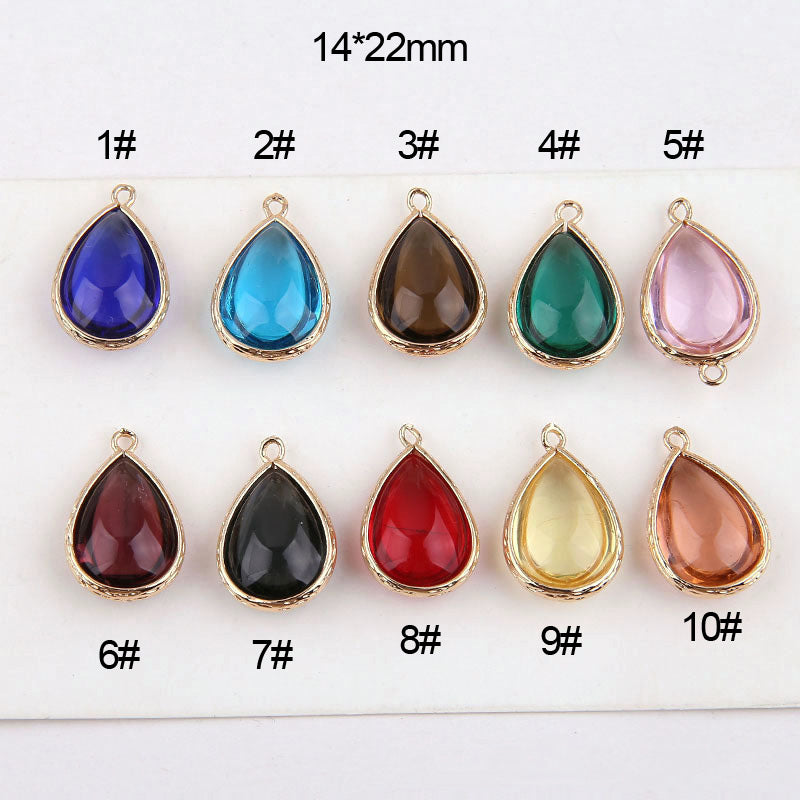 10PCS 18K Gold Filled Pendants Waterdrop Tear Drop Droplet Rhinestone Charms Jewelry Making Findings Supplies Pendants Doki Decor 1  