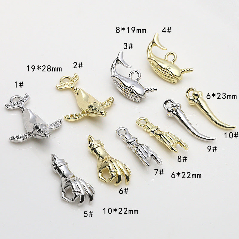 10PCS 18K Gold Filled Pendants Whale Chili Hand White Gold Charms Jewelry Making Findings Supplies Pendants Doki Decor 1  