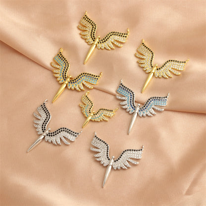 18K Gold Filled Pendants Wings Rhinestone White Gold Charms Jewelry Making Findings Supplies Pendants Doki Decor   