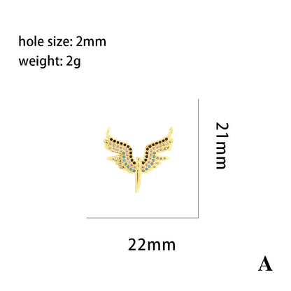 18K Gold Filled Pendants Wings Rhinestone White Gold Charms Jewelry Making Findings Supplies Pendants Doki Decor A  