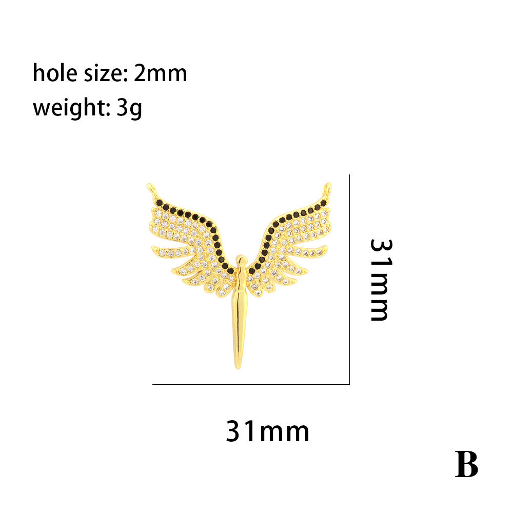 18K Gold Filled Pendants Wings Rhinestone White Gold Charms Jewelry Making Findings Supplies Pendants Doki Decor B  