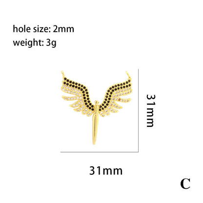 18K Gold Filled Pendants Wings Rhinestone White Gold Charms Jewelry Making Findings Supplies Pendants Doki Decor C  