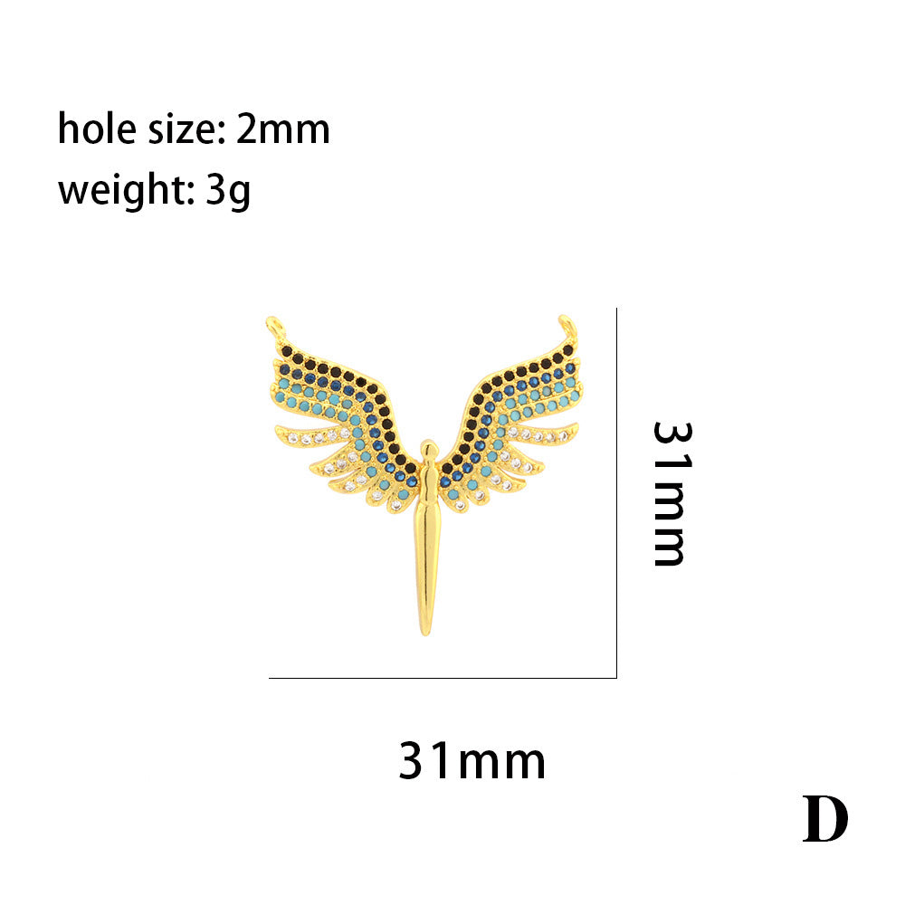 18K Gold Filled Pendants Wings Rhinestone White Gold Charms Jewelry Making Findings Supplies Pendants Doki Decor D  