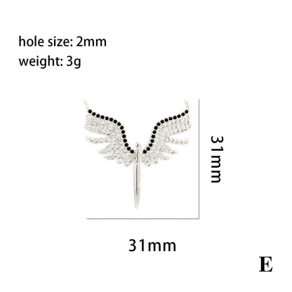 18K Gold Filled Pendants Wings Rhinestone White Gold Charms Jewelry Making Findings Supplies Pendants Doki Decor E  