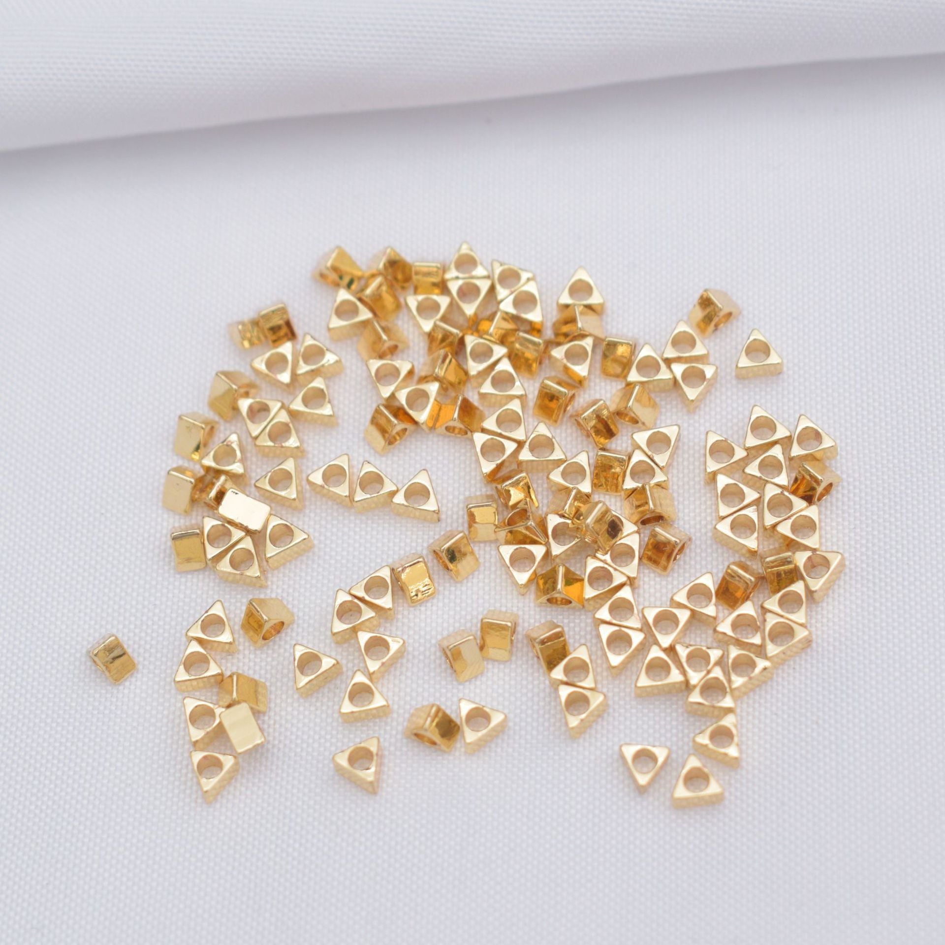 100PCS 18K Gold Filled Placer Gold Spacer Beads Rectangle Silver Rose Gold Large Hole For Jewelry Making DIY Beads Doki Decor 14K Gold  