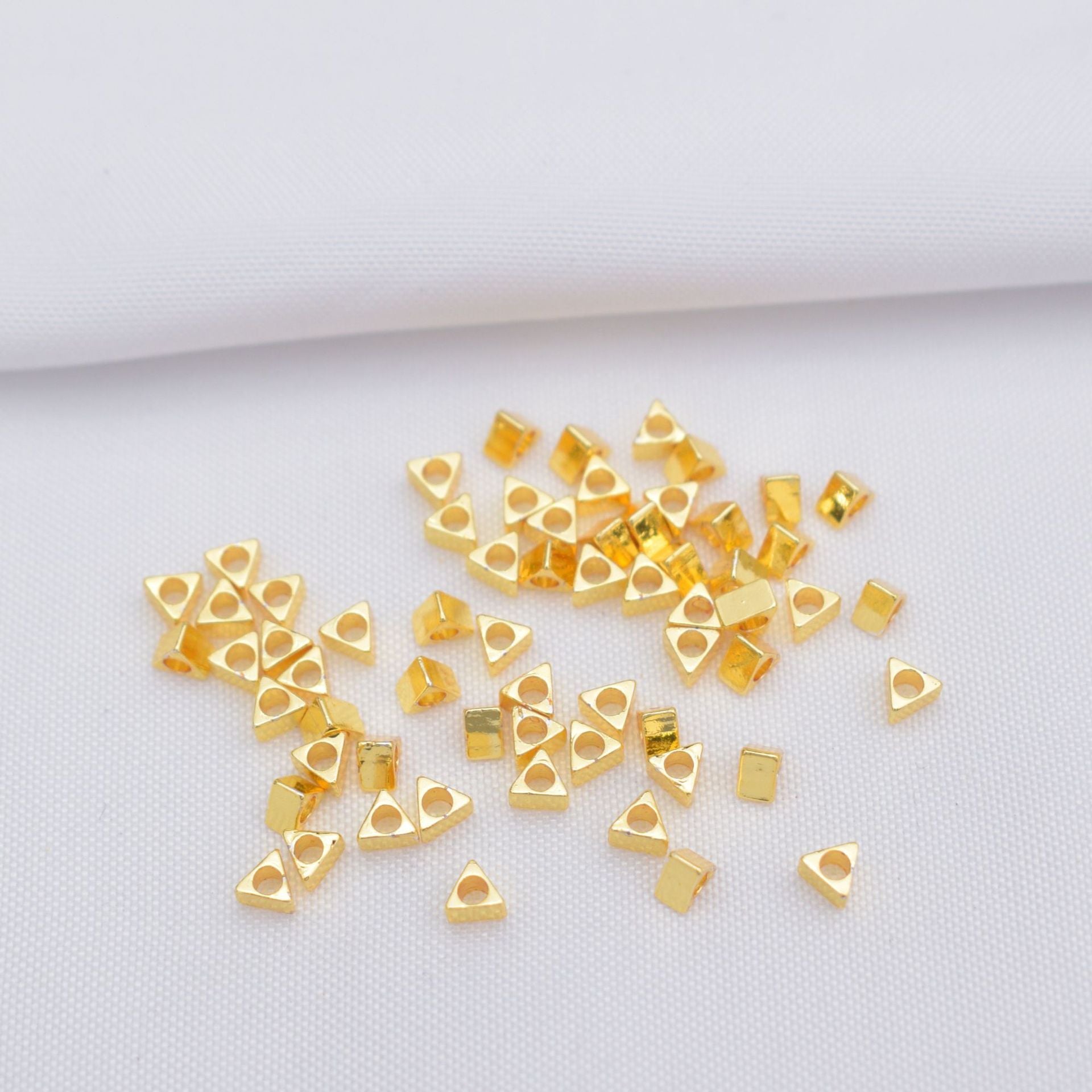 100PCS 18K Gold Filled Placer Gold Spacer Beads Rectangle Silver Rose Gold Large Hole For Jewelry Making DIY Beads Doki Decor 18K Gold  