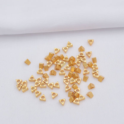 100PCS 18K Gold Filled Placer Gold Spacer Beads Rectangle Silver Rose Gold Large Hole For Jewelry Making DIY Beads Doki Decor Placer Gold  