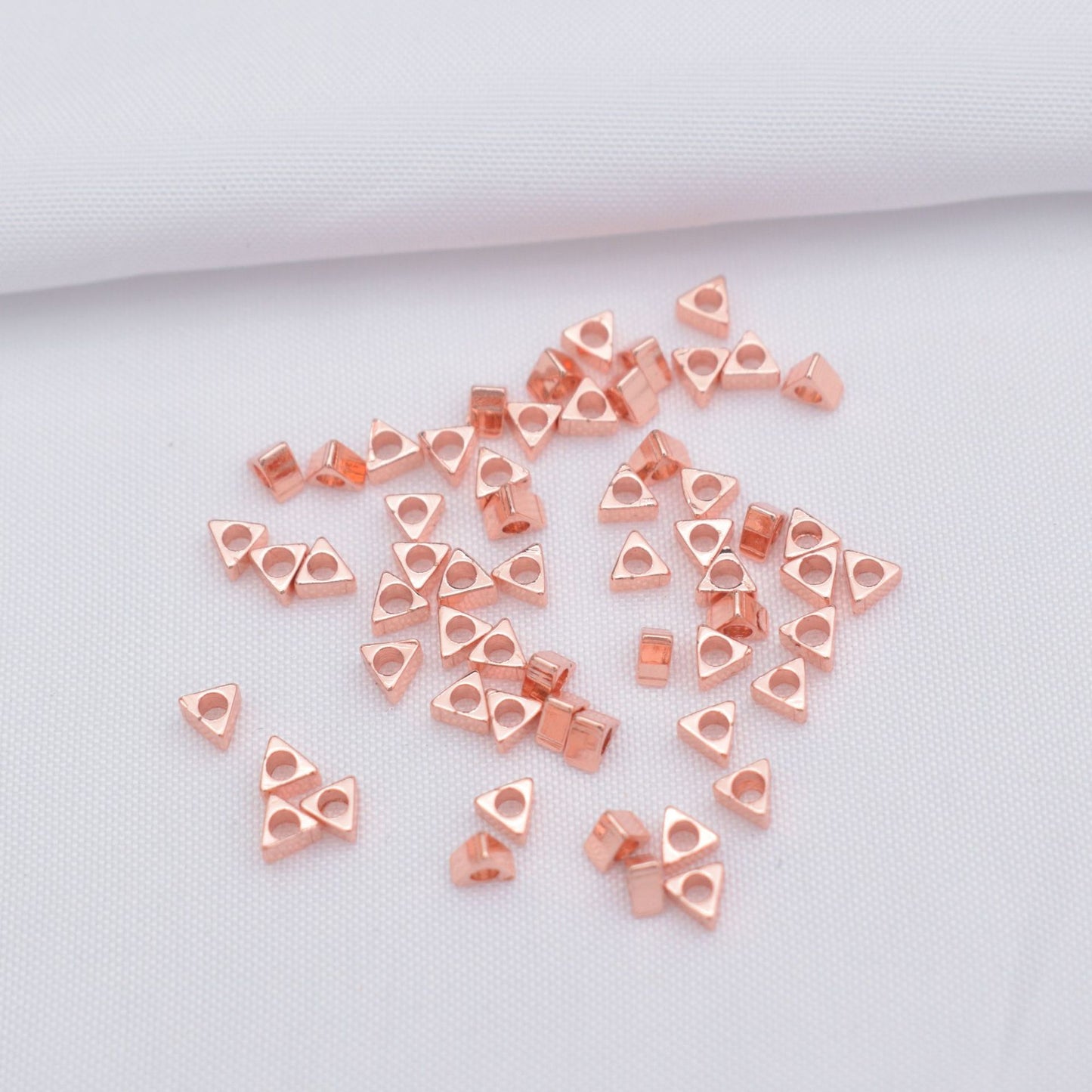 100PCS 18K Gold Filled Placer Gold Spacer Beads Rectangle Silver Rose Gold Large Hole For Jewelry Making DIY Beads Doki Decor Rose Gold  