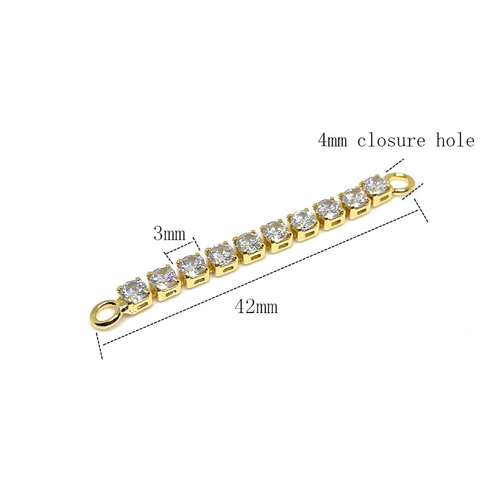 10PCS 18K Gold Filled Rhinestone Chain Extenders Connecting Bracelet Chains Square Diamond Zircon White Gold Rose Gold For Jewelry Making Kit Chains Doki Decor   