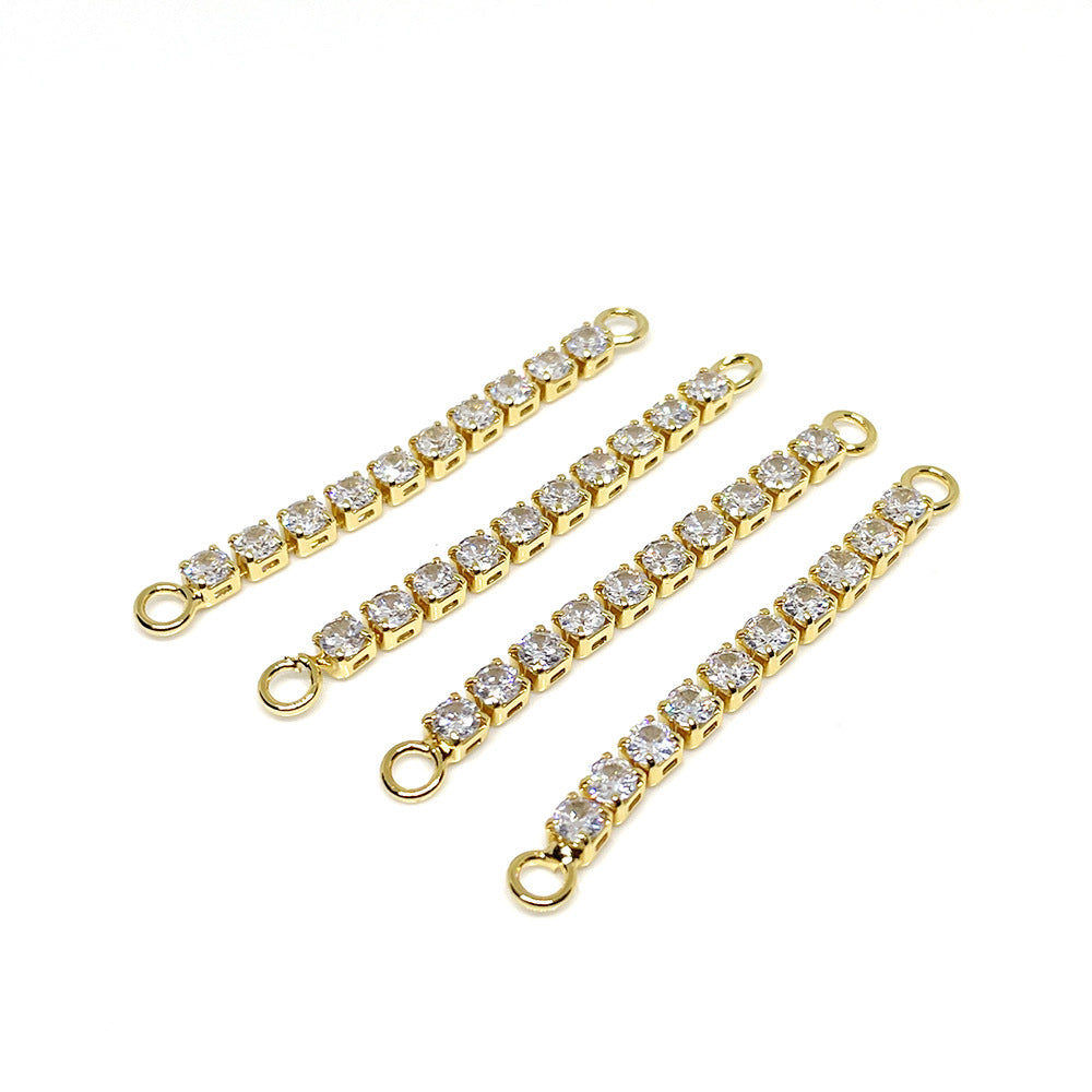 10PCS 18K Gold Filled Rhinestone Chain Extenders Connecting Bracelet Chains Square Diamond Zircon White Gold Rose Gold For Jewelry Making Kit Chains Doki Decor 18K Gold White 