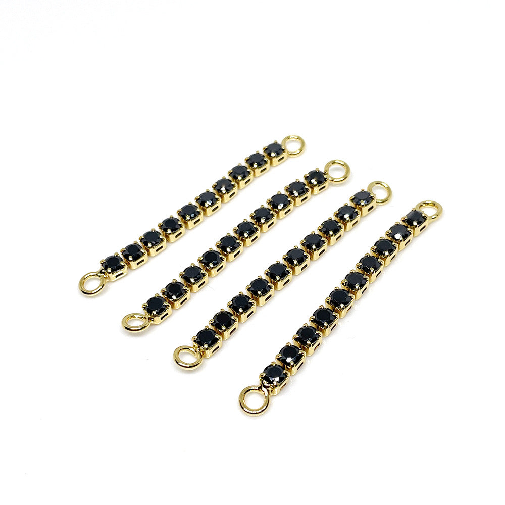 10PCS 18K Gold Filled Rhinestone Chain Extenders Connecting Bracelet Chains Square Diamond Zircon White Gold Rose Gold For Jewelry Making Kit Chains Doki Decor 18K Gold Black 