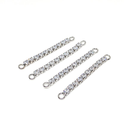 10PCS 18K Gold Filled Rhinestone Chain Extenders Connecting Bracelet Chains Square Diamond Zircon White Gold Rose Gold For Jewelry Making Kit Chains Doki Decor White Gold White 