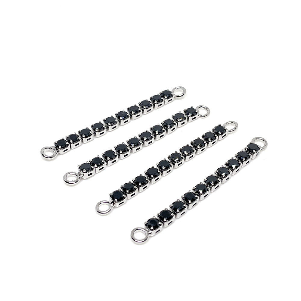 10PCS 18K Gold Filled Rhinestone Chain Extenders Connecting Bracelet Chains Square Diamond Zircon White Gold Rose Gold For Jewelry Making Kit Chains Doki Decor White Gold Black 