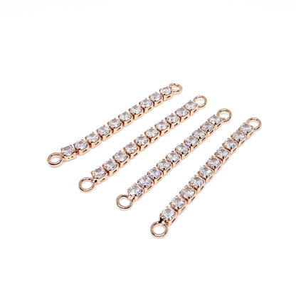 10PCS 18K Gold Filled Rhinestone Chain Extenders Connecting Bracelet Chains Square Diamond Zircon White Gold Rose Gold For Jewelry Making Kit Chains Doki Decor Rose Gold White 