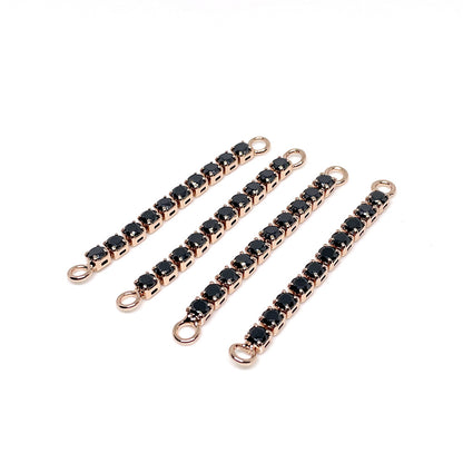 10PCS 18K Gold Filled Rhinestone Chain Extenders Connecting Bracelet Chains Square Diamond Zircon White Gold Rose Gold For Jewelry Making Kit Chains Doki Decor Rose Gold Black 