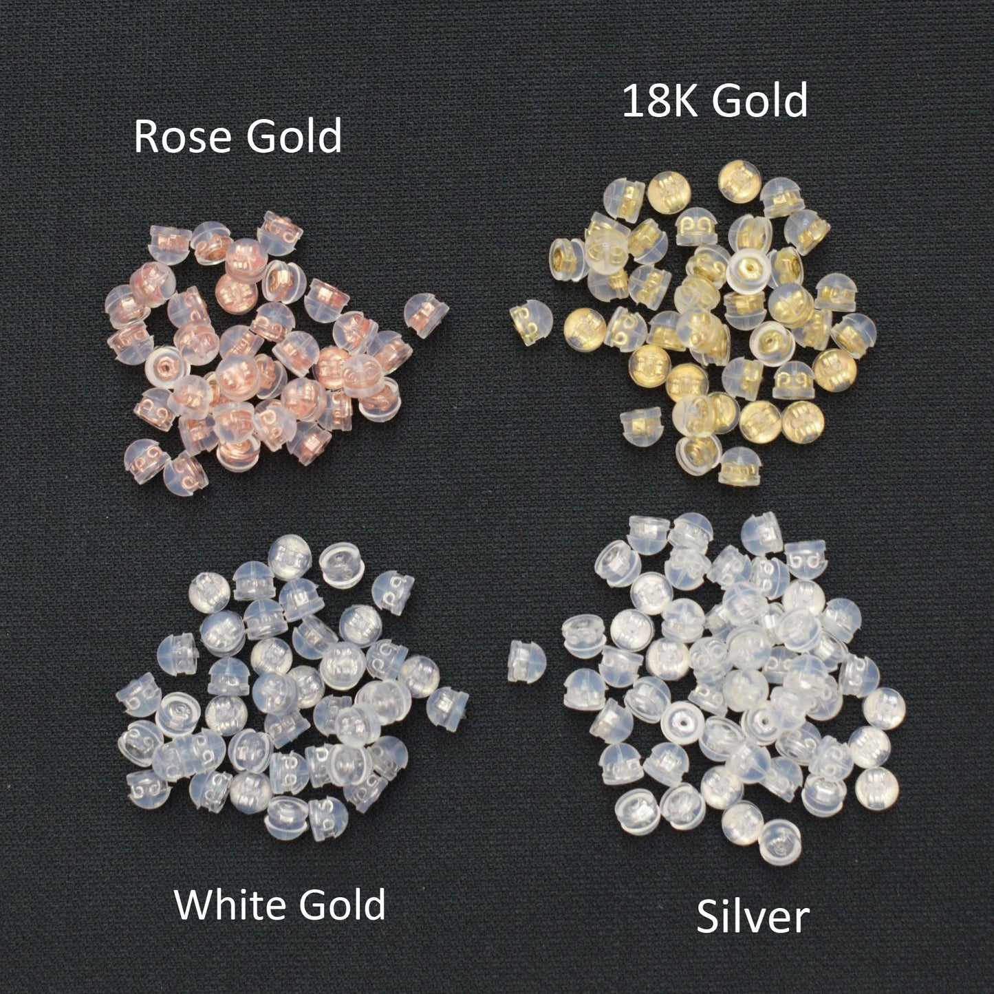 50PCS 18K Gold Filled Silicone Earring Backs Hamburger Ear Stoppers White Gold Rose Gold Silver Replacement For Jewelry Making DIY Earrings Backs Doki Decor   