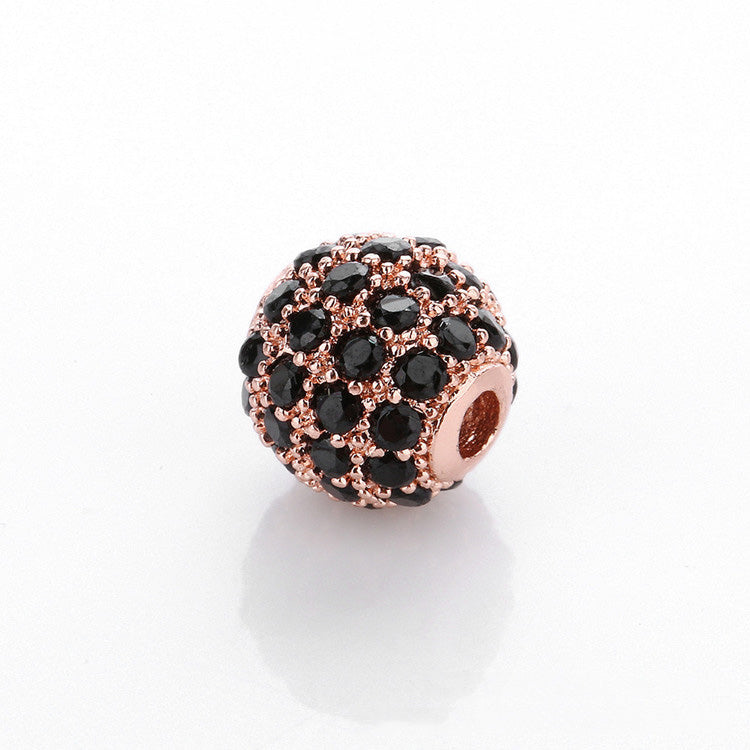 10PCS 18K Gold Filled Spacer Beads Ball 8mm 10mm Rhinestone Rose Gold White Gold Black Large Hole For Jewelry Making DIY Beads Doki Decor 8mm Black Rhinestone Rose Gold