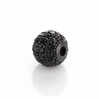 10PCS 18K Gold Filled Spacer Beads Ball 8mm 10mm Rhinestone Rose Gold White Gold Black Large Hole For Jewelry Making DIY Beads Doki Decor 8mm Black Rhinestone Black