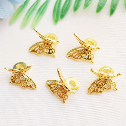 5PCS 18K Gold Filled Spacer Beads Butterfly Hollow Integrated Separated Large Hole For Jewelry Making DIY Beads Doki Decor 18K Gold Integrated (5 pcs) 