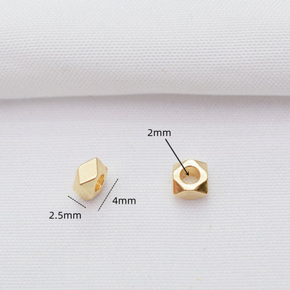 100PCS 18K Gold Filled Spacer Beads Corner Cut Cube Square Large Hole Silver Charm For Jewelry Making DIY Beads Doki Decor   