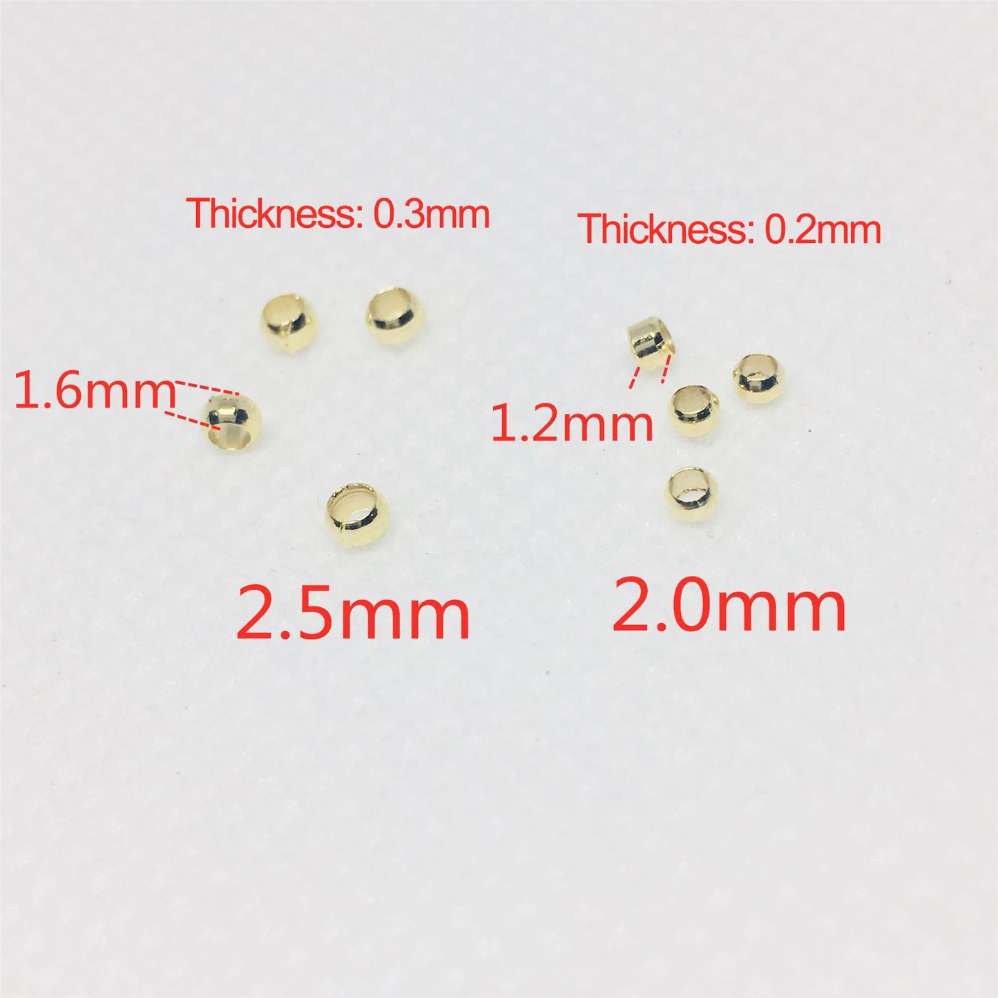 700PCS 18K Gold Filled Crimp Beads Spacer Beads Round Circle White Gold Silver Large Hole Charm For Jewelry Making DIY Beads Doki Decor   