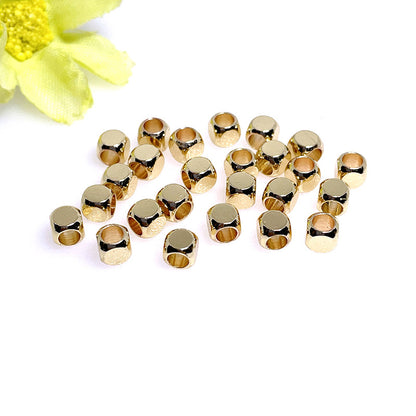 100PCS 18K Gold Filled Spacer Beads Cube Square Large Hole Charm For Jewelry Making DIY Beads Doki Decor   