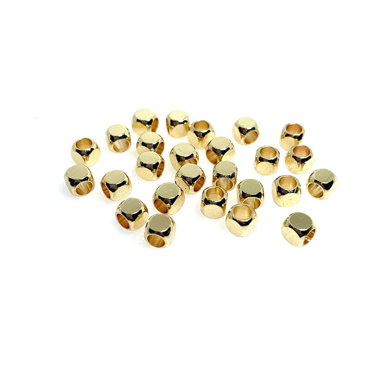 100PCS 18K Gold Filled Spacer Beads Cube Square Large Hole Charm For Jewelry Making DIY Beads Doki Decor 14K Gold 3mm 