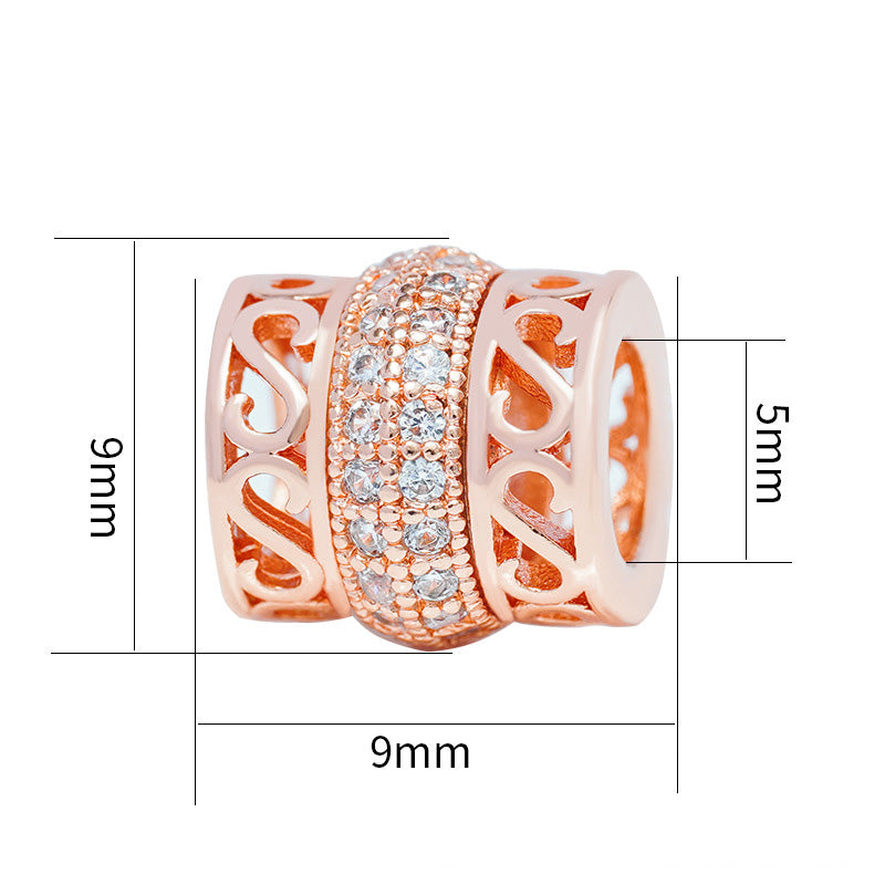 10PCS 18K Gold Filled Spacer Beads Cylinder Hollow Tube Rhinestone White Gold Rose Gold Black Large Hole For Jewelry Making DIY Beads Doki Decor   