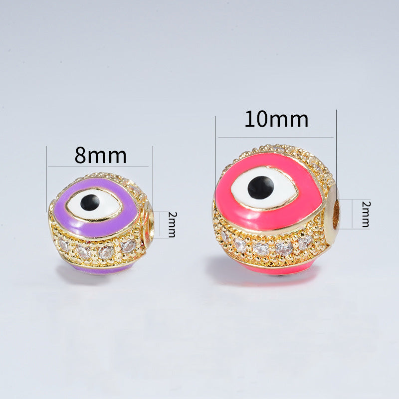 10PCS 18K Gold Filled Spacer Beads Evil Eye Devil Eye Rhinestone Large Hole For Jewelry Making DIY Beads Doki Decor   