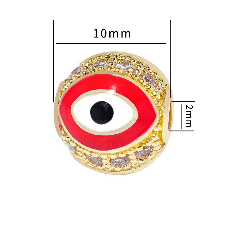 10PCS 18K Gold Filled Spacer Beads Evil Eye Devil Eye Rhinestone Large Hole For Jewelry Making DIY Beads Doki Decor   