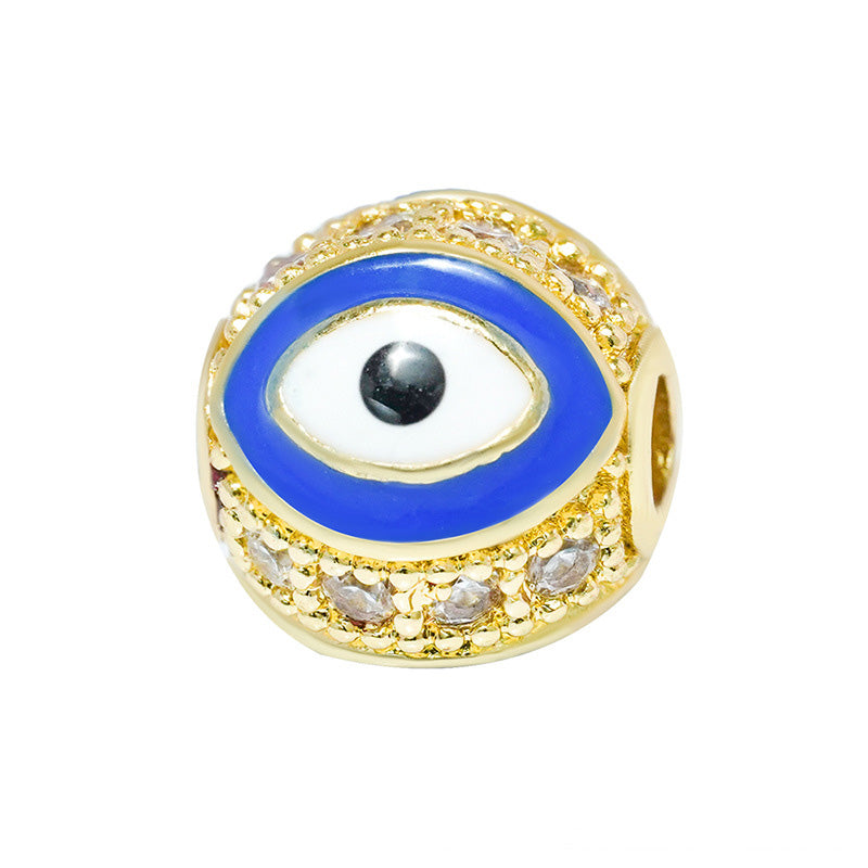 10PCS 18K Gold Filled Spacer Beads Evil Eye Devil Eye Rhinestone Large Hole For Jewelry Making DIY Beads Doki Decor   