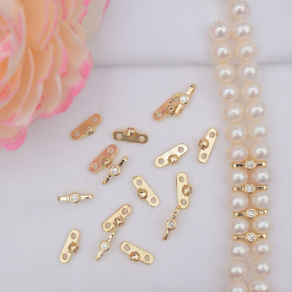 10PCS 18K Gold Filled Spacer Beads Flat Double Holes Double Layer Large Hole Rhinestone White Gold Rose Gold Silver Charm For Jewelry Making DIY Beads Doki Decor   