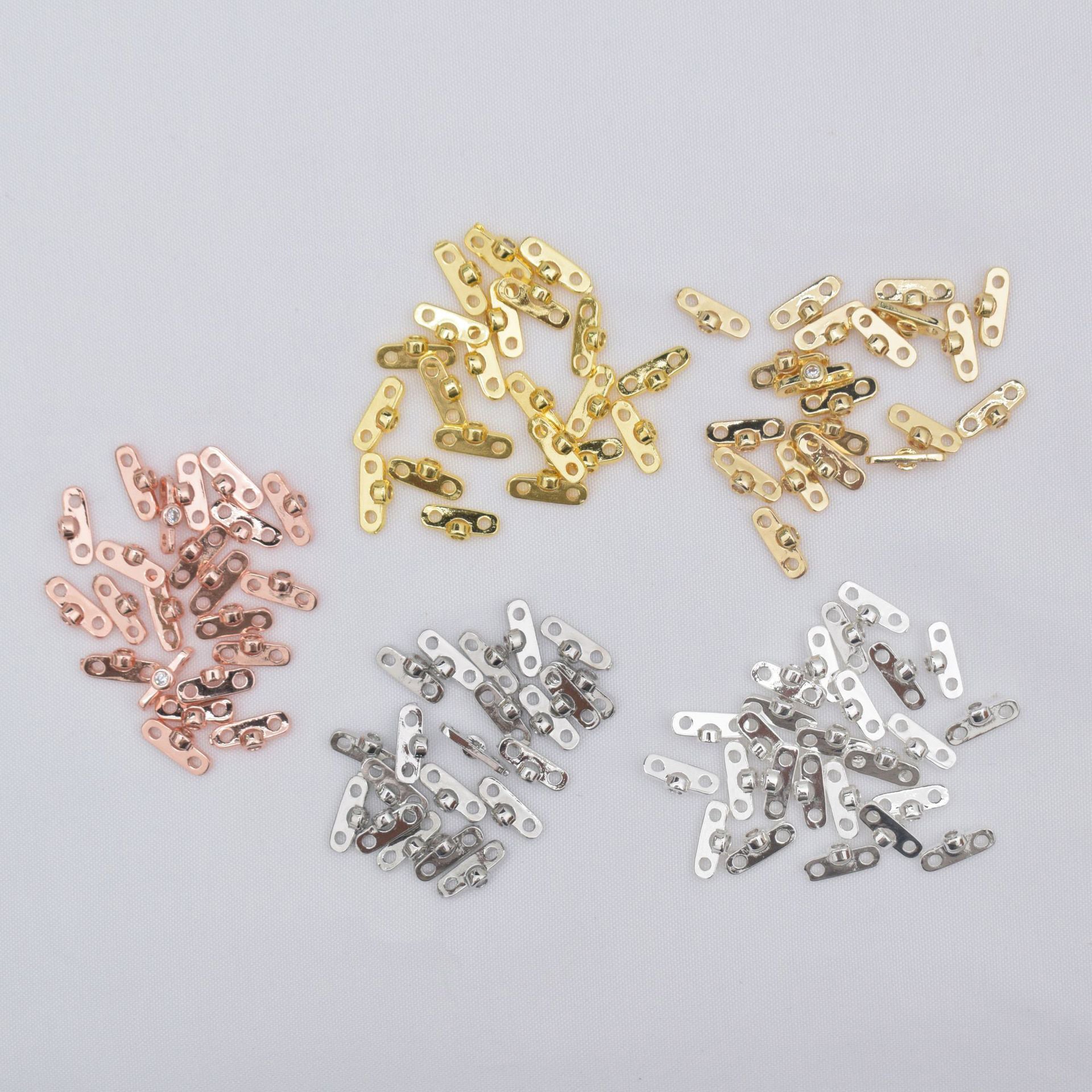 10PCS 18K Gold Filled Spacer Beads Flat Double Holes Double Layer Large Hole Rhinestone White Gold Rose Gold Silver Charm For Jewelry Making DIY Beads Doki Decor   