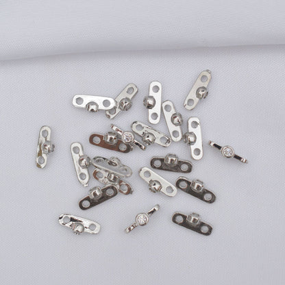 10PCS 18K Gold Filled Spacer Beads Flat Double Holes Double Layer Large Hole Rhinestone White Gold Rose Gold Silver Charm For Jewelry Making DIY Beads Doki Decor White Gold  