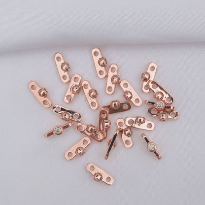 10PCS 18K Gold Filled Spacer Beads Flat Double Holes Double Layer Large Hole Rhinestone White Gold Rose Gold Silver Charm For Jewelry Making DIY Beads Doki Decor Rose Gold  