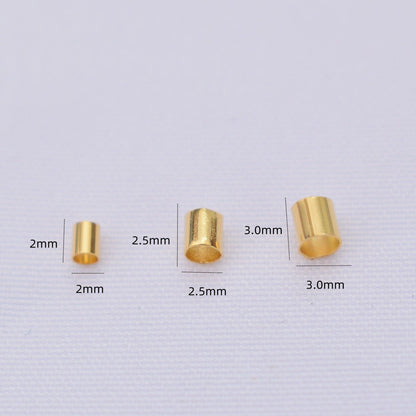 1200PCS 18K Gold Filled Spacer Beads Crimp Tube Ending Final Flat Charm For Jewelry Making DIY Beads Doki Decor   